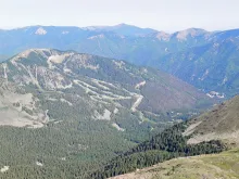 Taos Ski Valley's ski runs today, on the mountain above the site of the Twining mining camp.