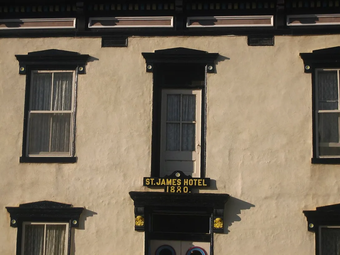 The St. James Hotel in Cimarron, built in 1880, a landmark of the Colfax County War years when Clay Allison frequented it.